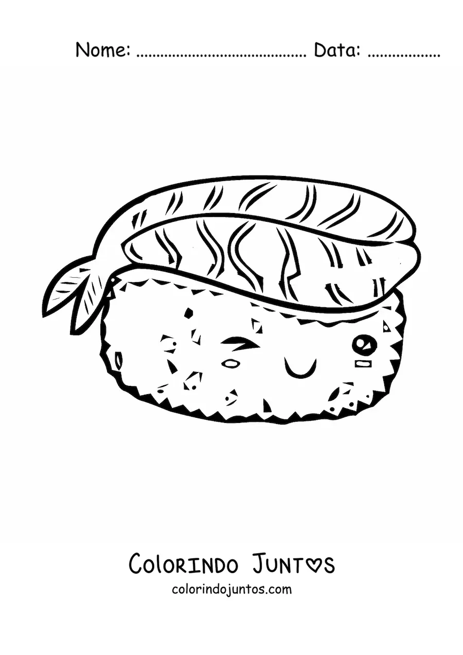 Desenho para colorir de sushi kawaii grande