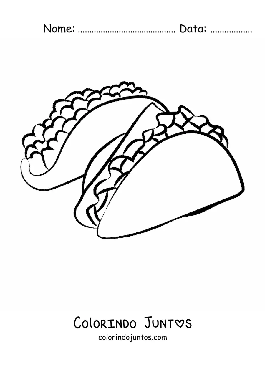 Desenho para colorir de dois tacos