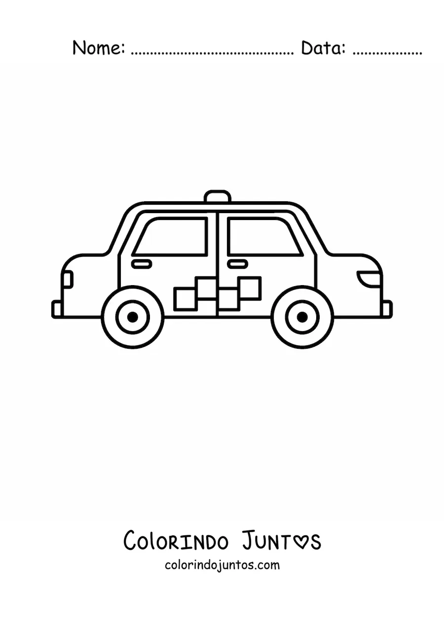 Desenho para colorir de um táxi
