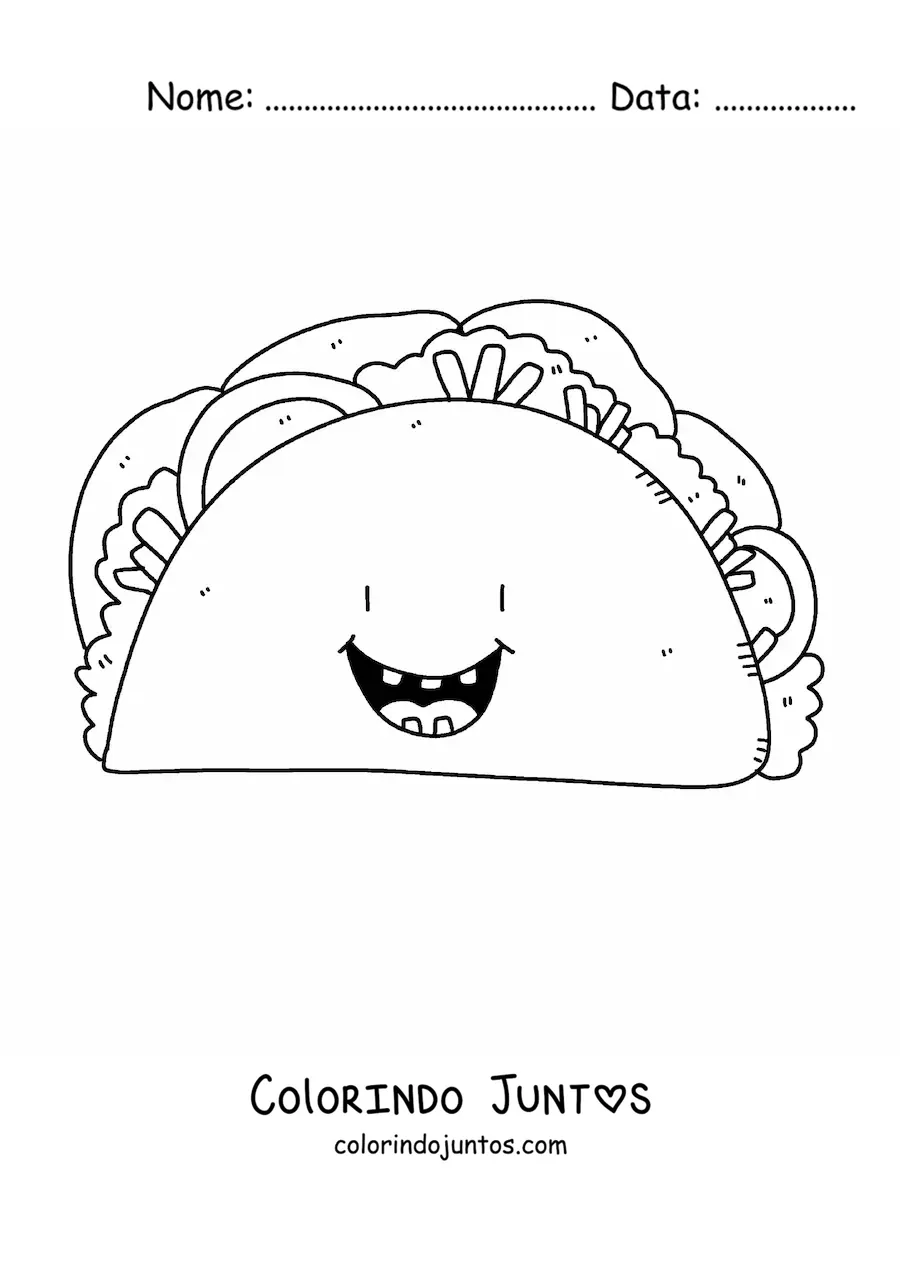 Desenho para colorir de um taco animado