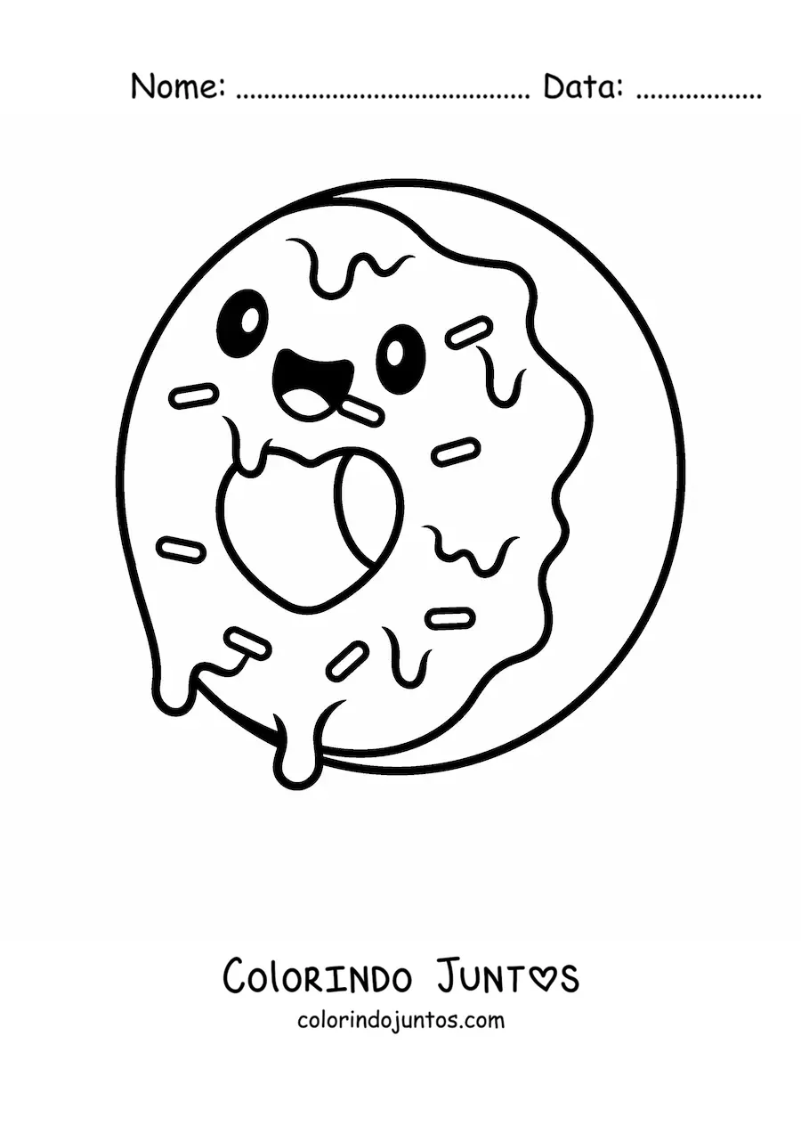 Desenho para colorir de rosquinha kawaii