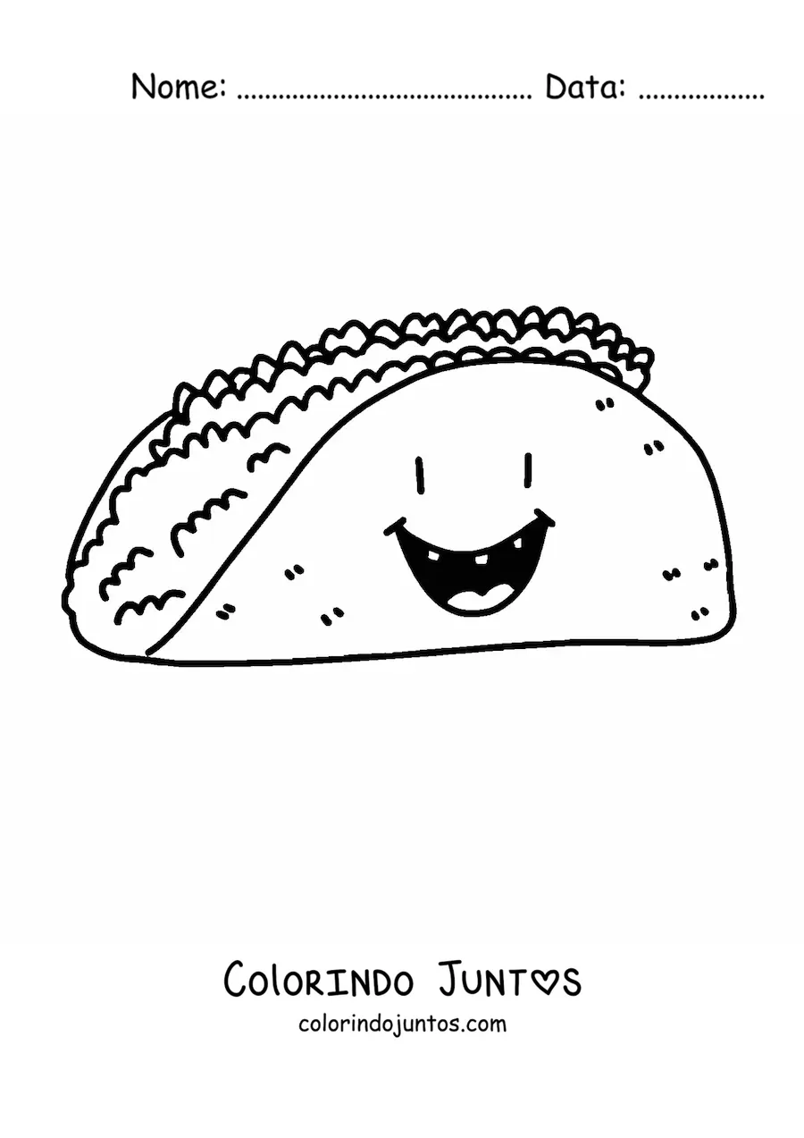 Desenho para colorir de um taco animado