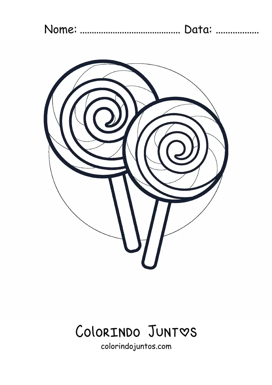 Desenho para colorir de dois pirulitos em espiral