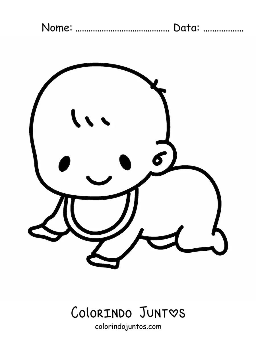Desenho para colorir de bebê engatinhando