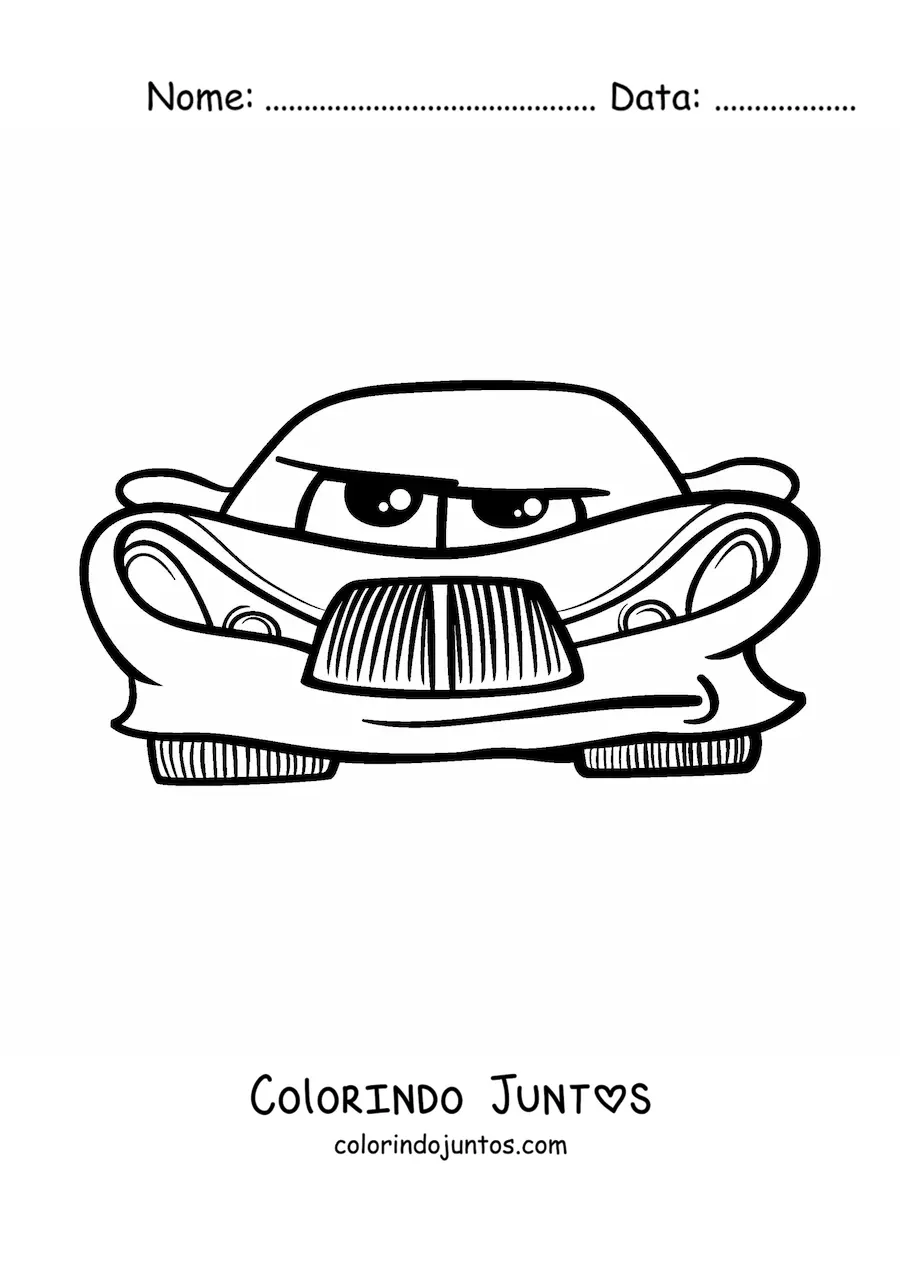 Desenho para colorir de carro animado kawaii de frente