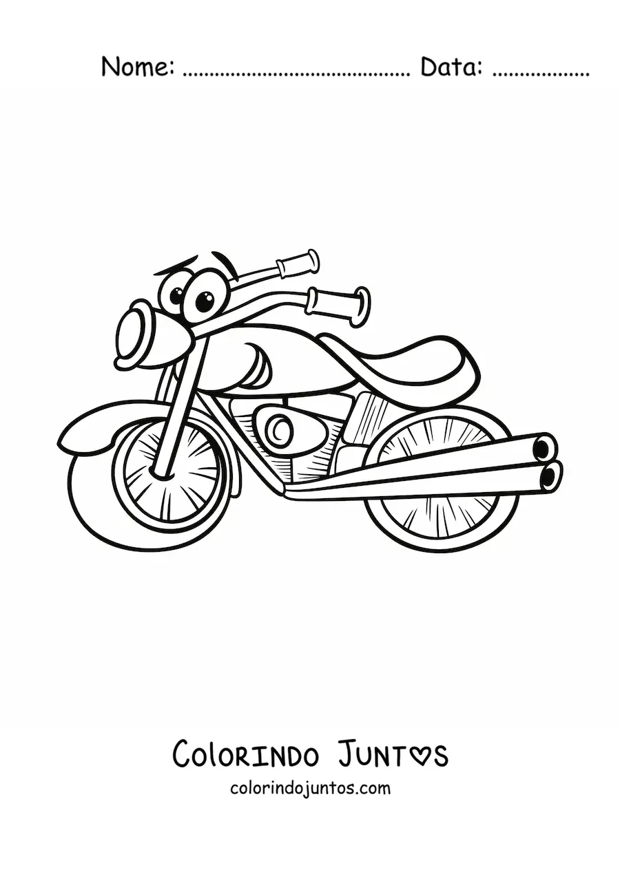 Desenho para colorir de moto animada