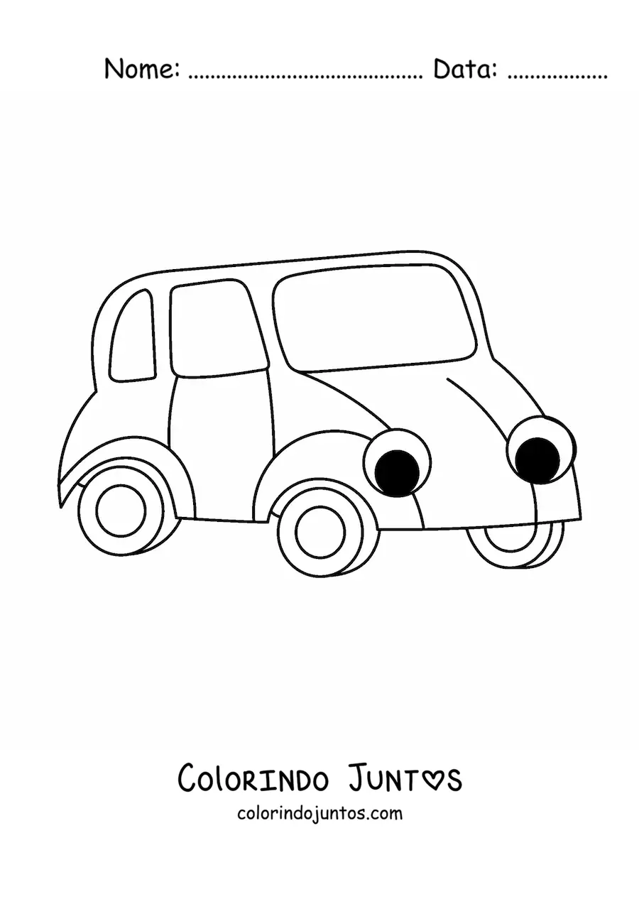 Desenho para colorir de carro kawaii facil