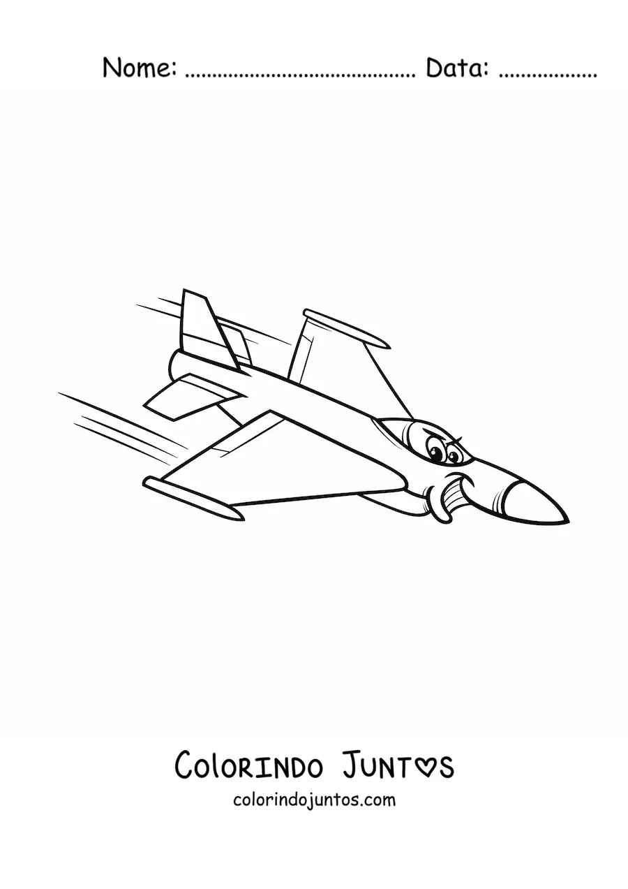 Desenho para colorir de aviao de guerra animado