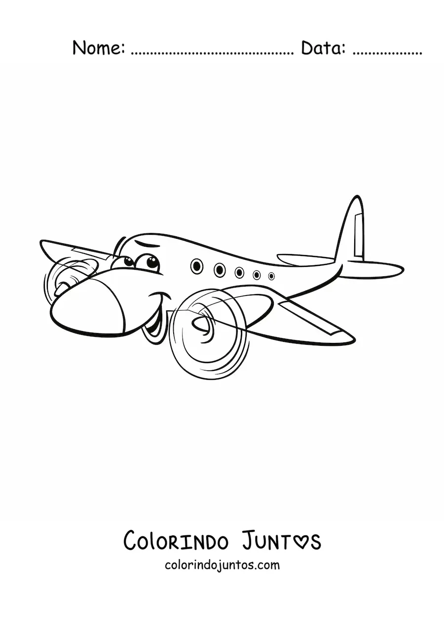 Desenho para colorir de aviao animado