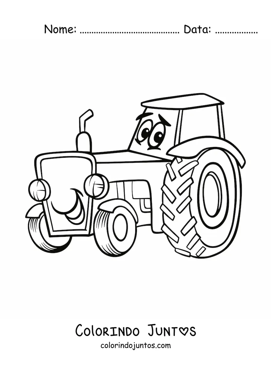 Desenho para colorir de trator animado