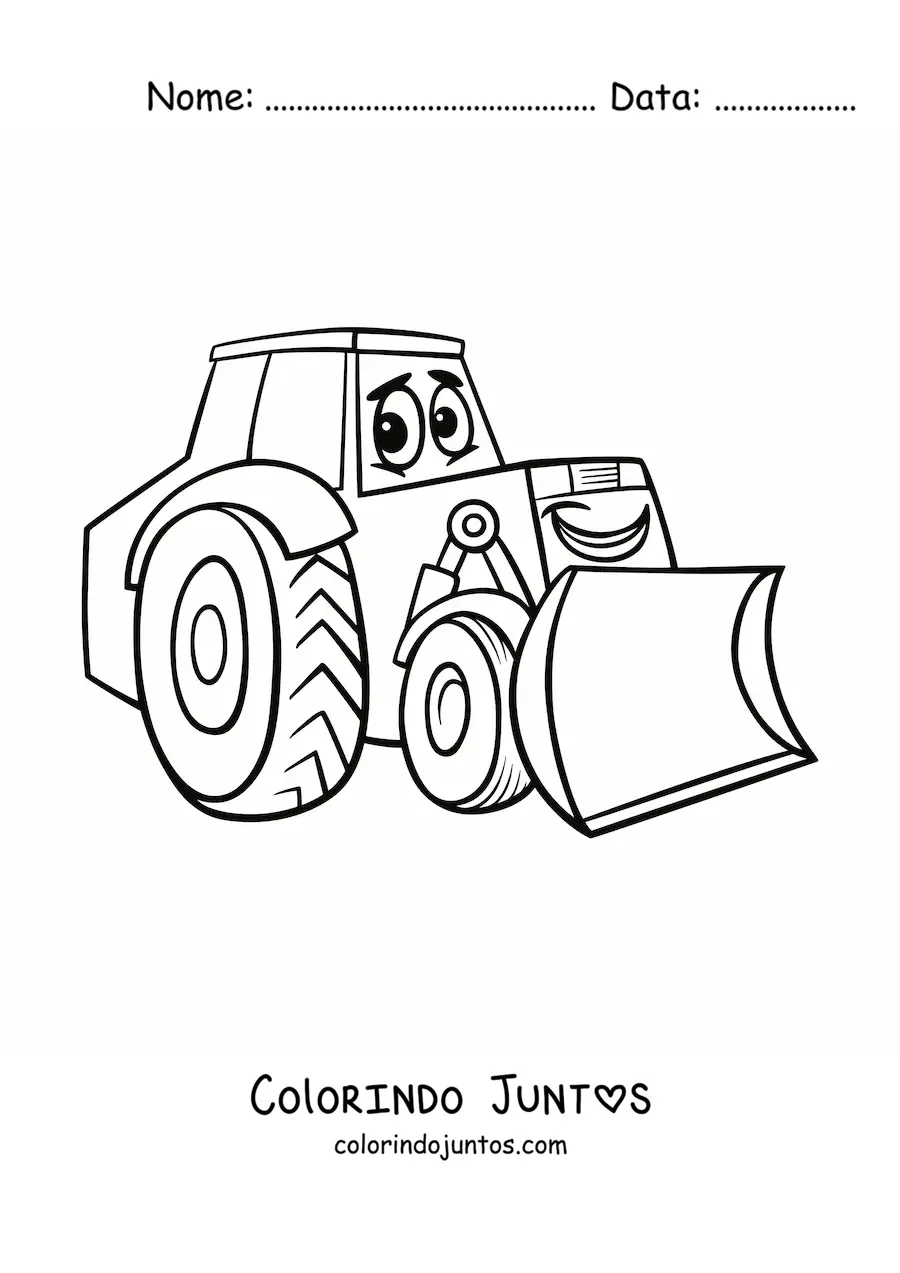 Desenho para colorir de escavadeira animada