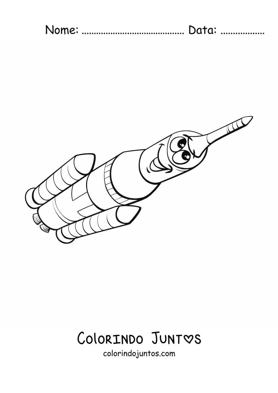 Desenho para colorir de foguete animado