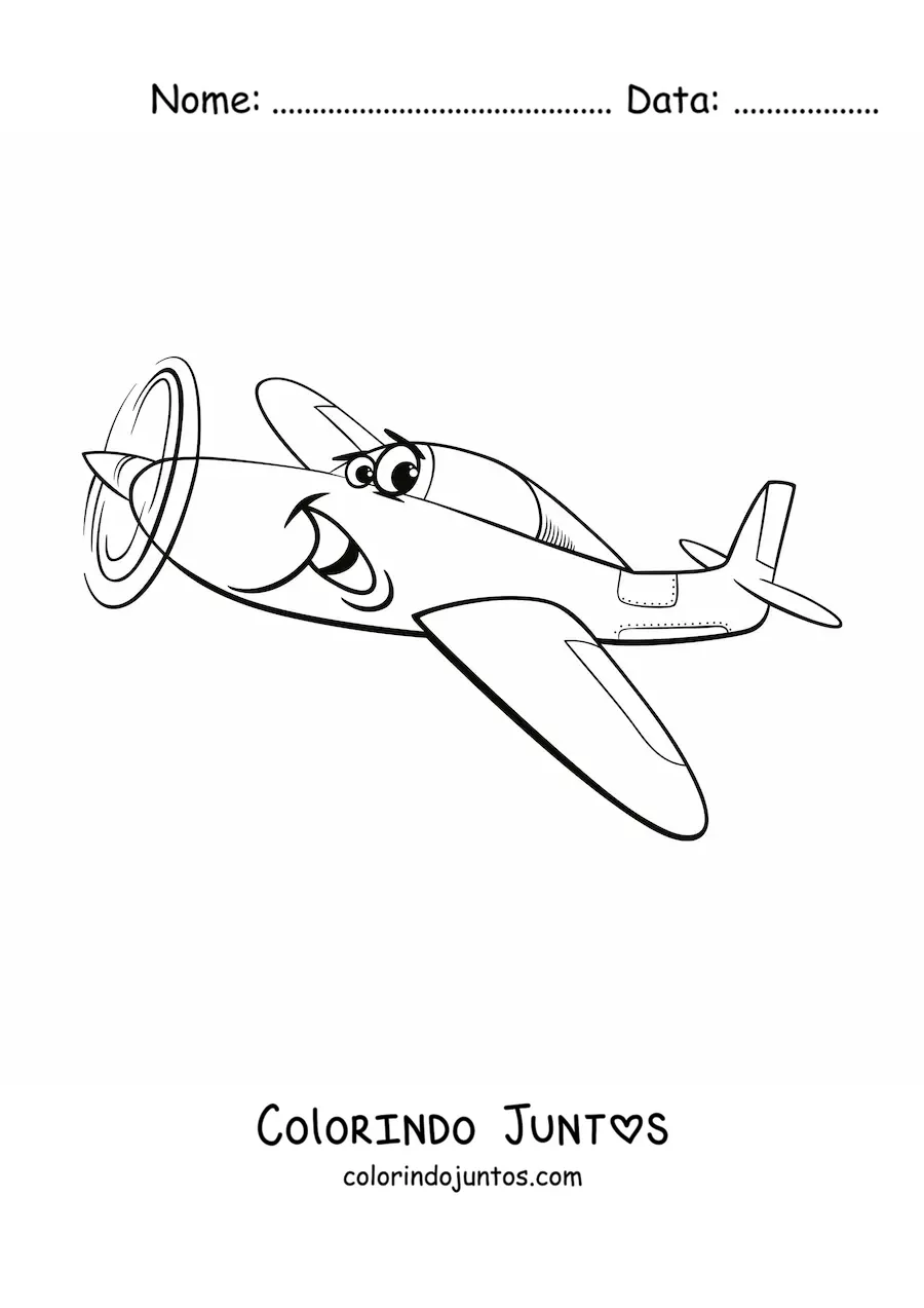 Desenho para colorir de aviaozinho animado