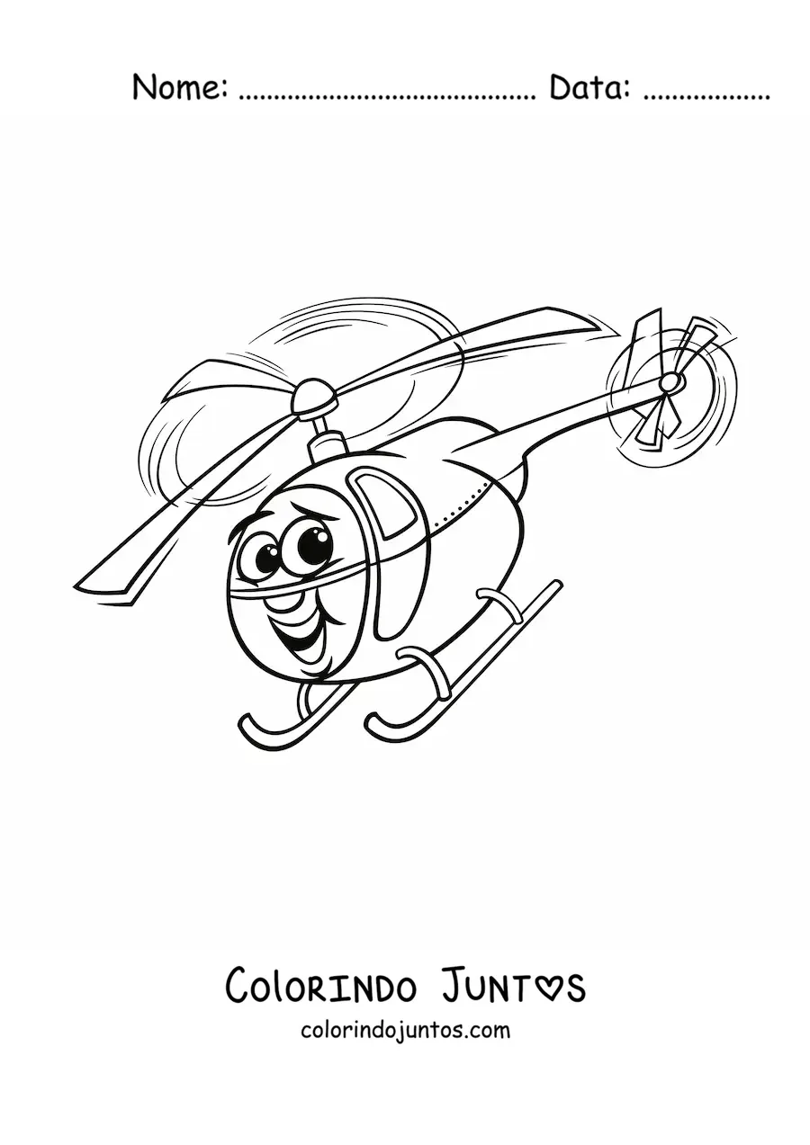Desenho para colorir de helicoptero animado