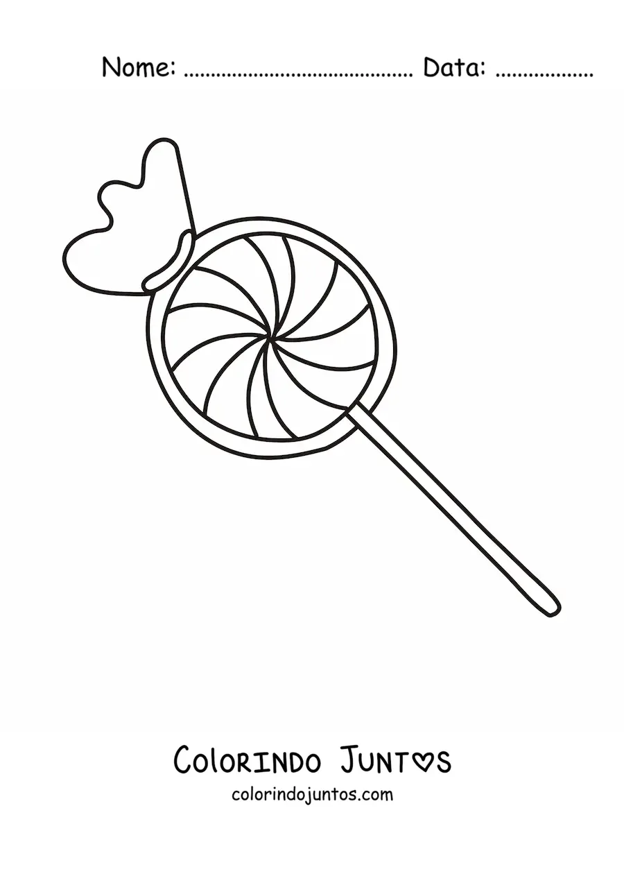 Desenho para colorir de um pirulito com sua embalagem