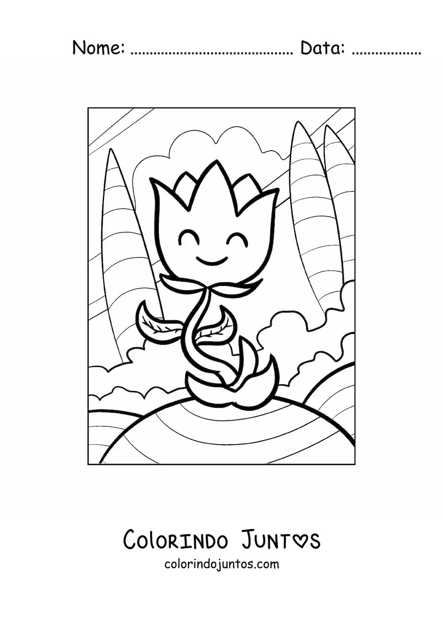 Desenho para colorir de tulipa animada grande