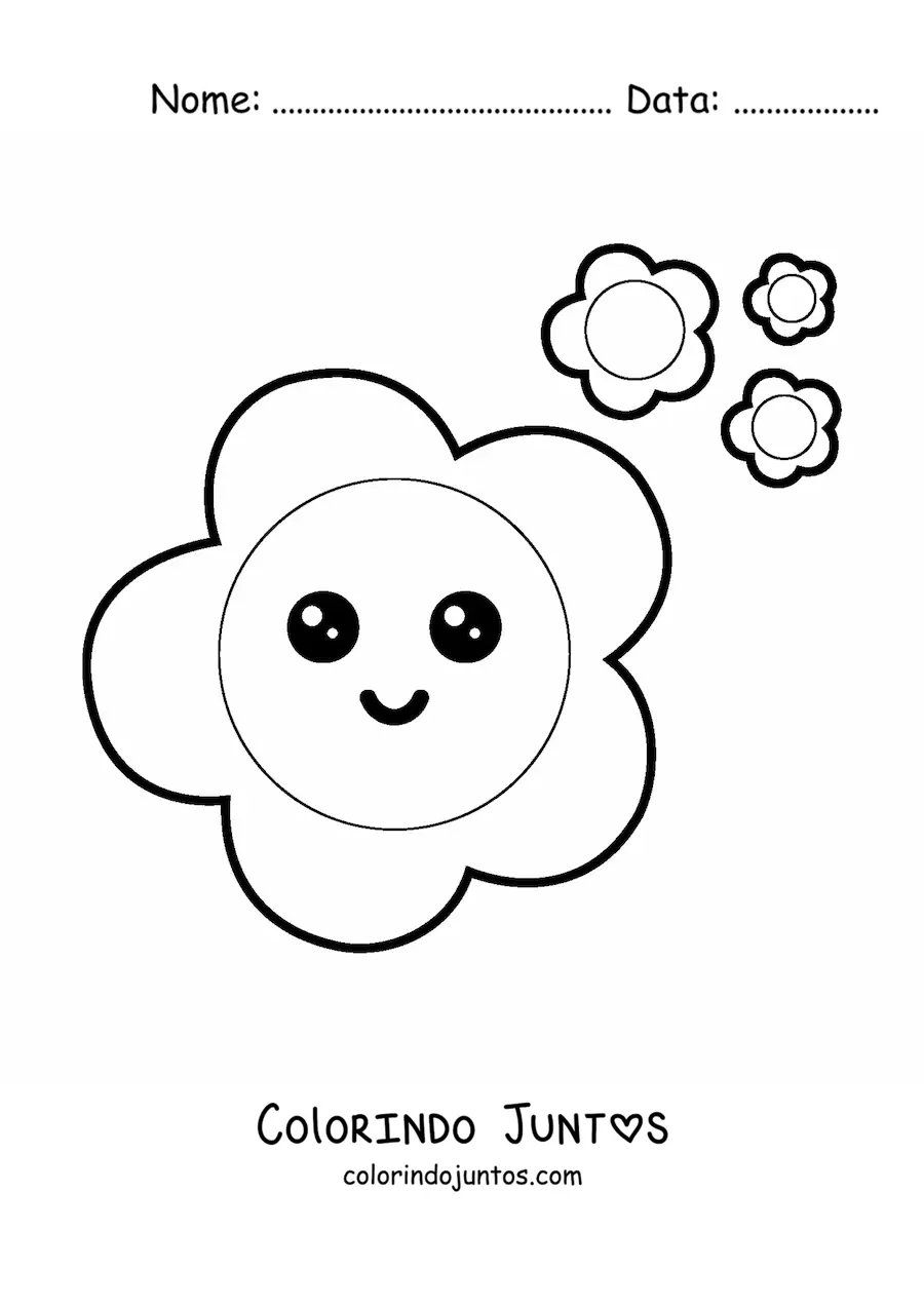 Desenho para colorir de flores kawaii grandes