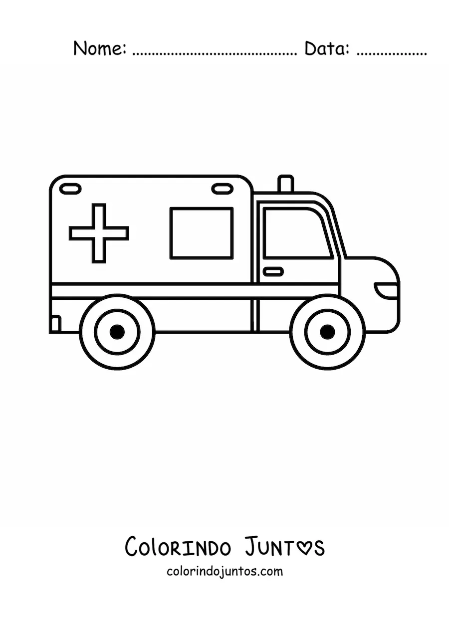 Desenho para colorir de uma ambulância