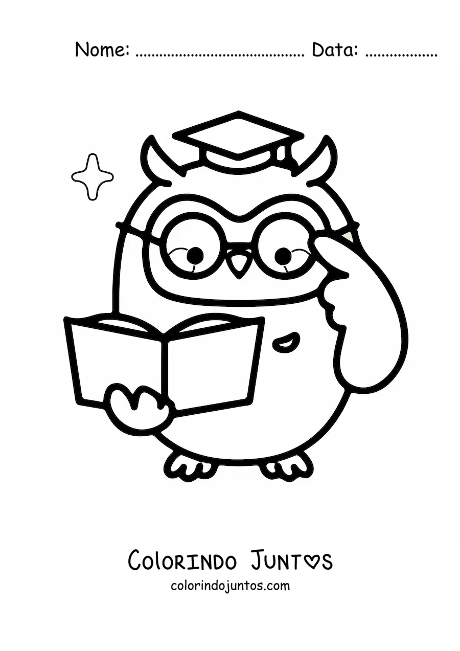 Desenho para colorir de professor coruja animado