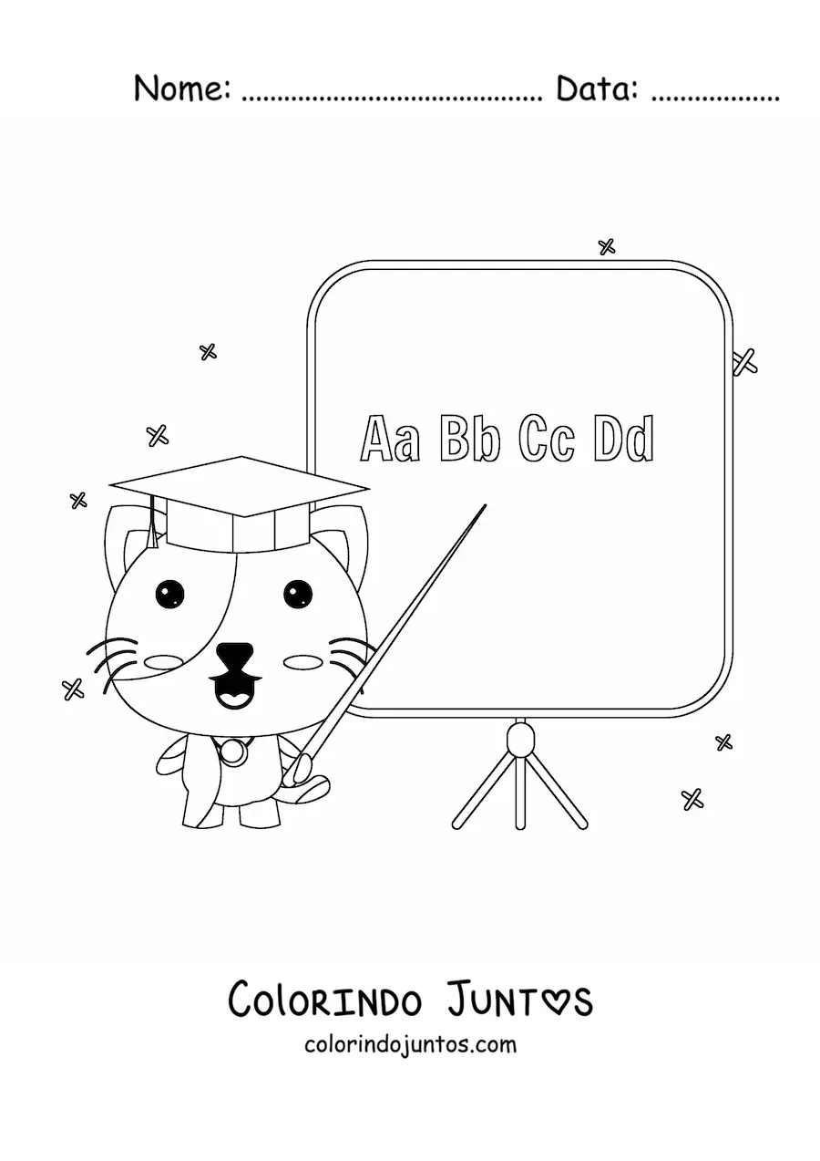 Desenho para colorir de professor gato animado