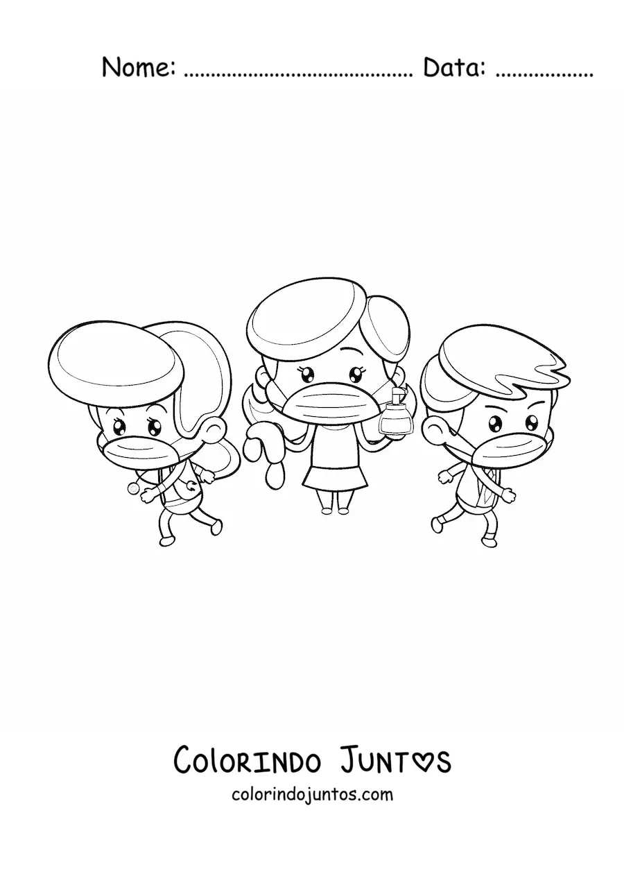 Desenho para colorir de medicos kawaii lutando contra o coronavirus