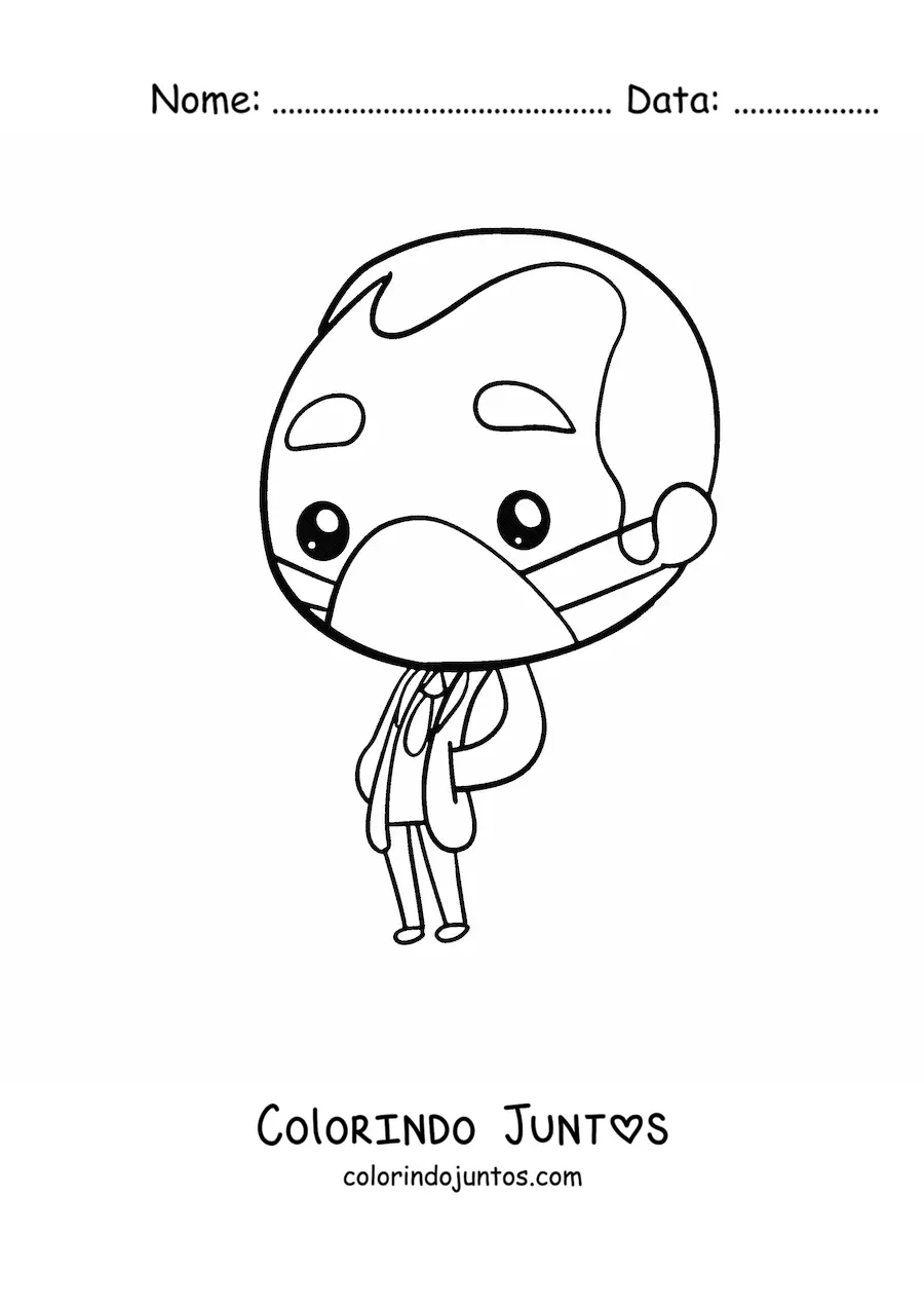 Desenho para colorir de doutor kawaii com mascara grande