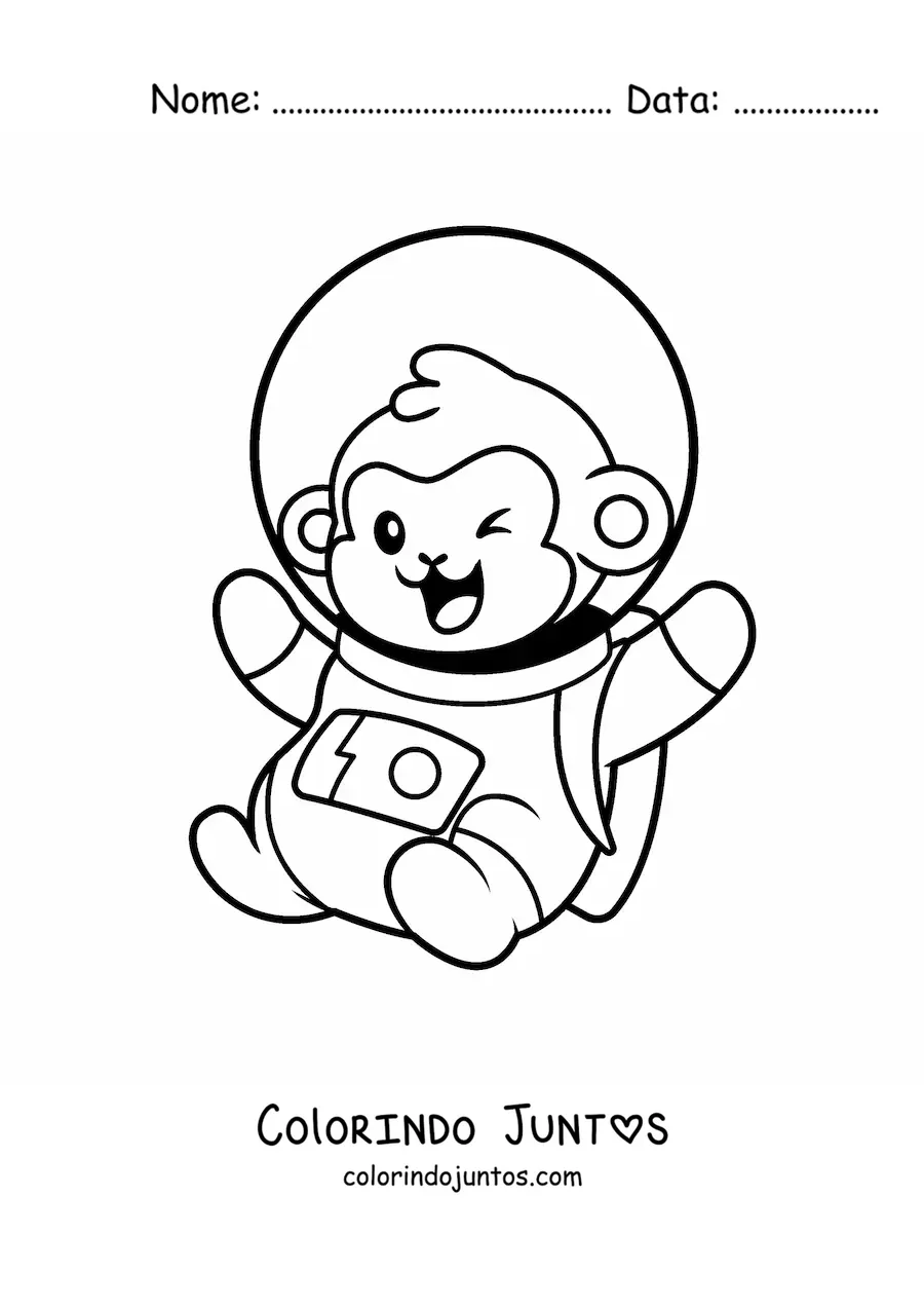 Desenho para colorir de macaco astronauta animado
