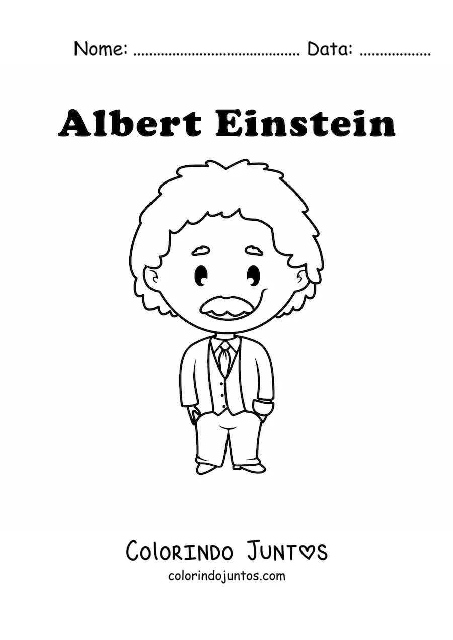 Desenho para colorir de Albert Einstein kawaii