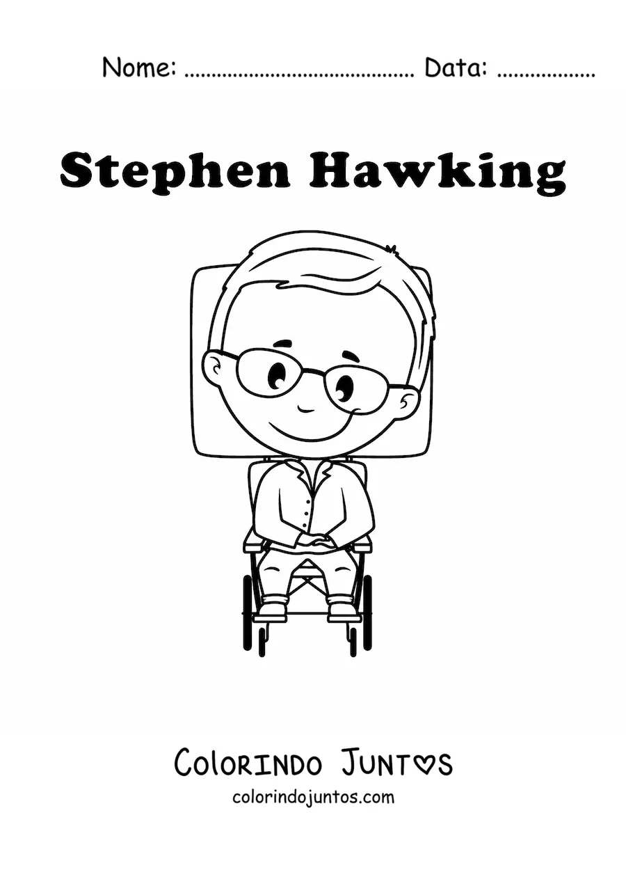 Desenho para colorir de Stephen Hawking kawaii
