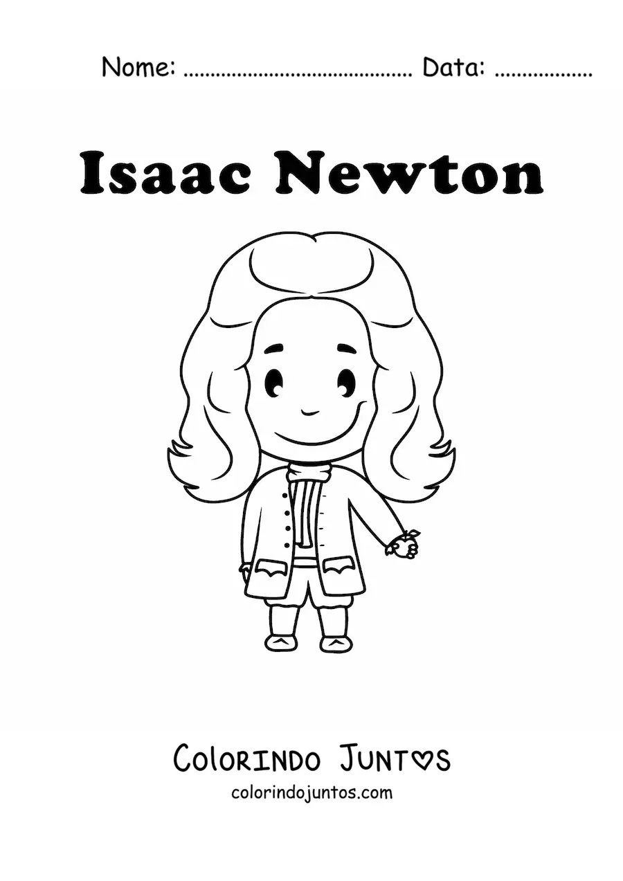 Desenho para colorir de Isaac Newton kawaii