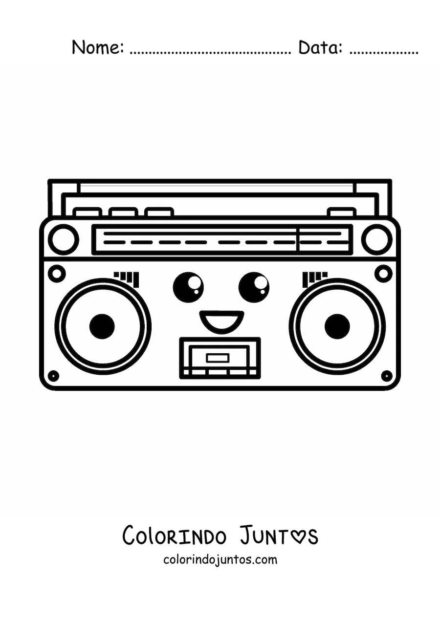 Desenho para colorir de rádio kawaii
