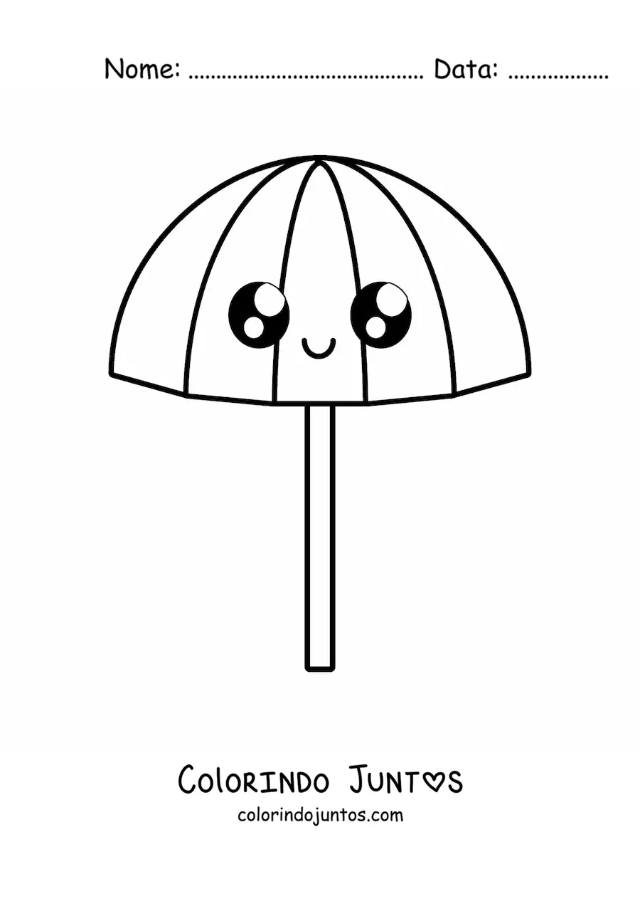 Desenho para colorir de guarda-sol kawaii grande