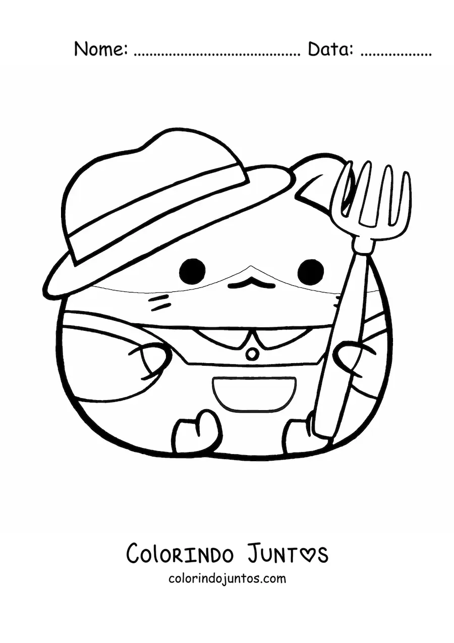 Desenho para colorir de hamster fazendeiro kawaii grande