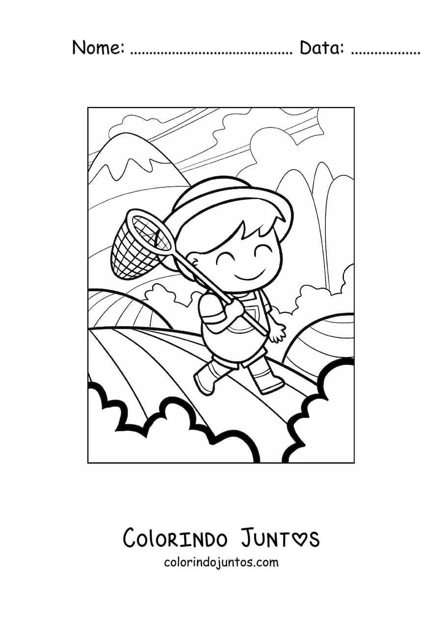 Desenho para colorir de caricatura de fazendeiro kawaii