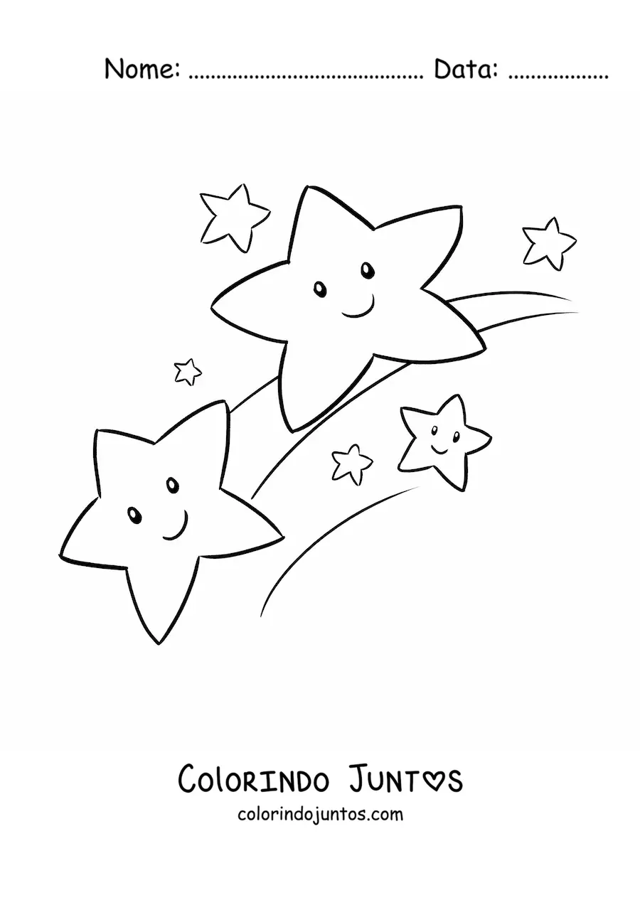 Desenho para colorir de estrelas cadentes animadas