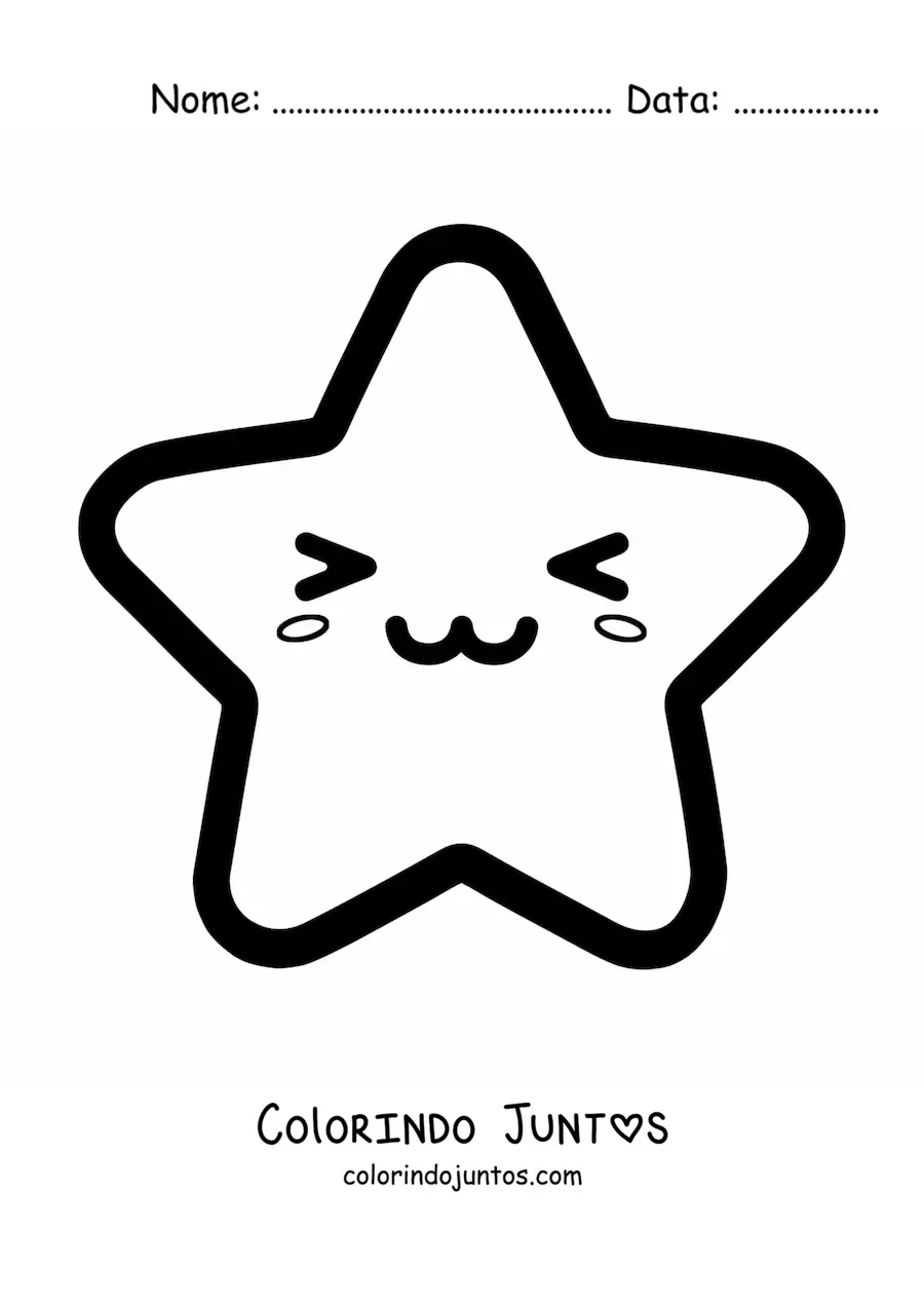 Desenho para colorir de estrela animada kawaii