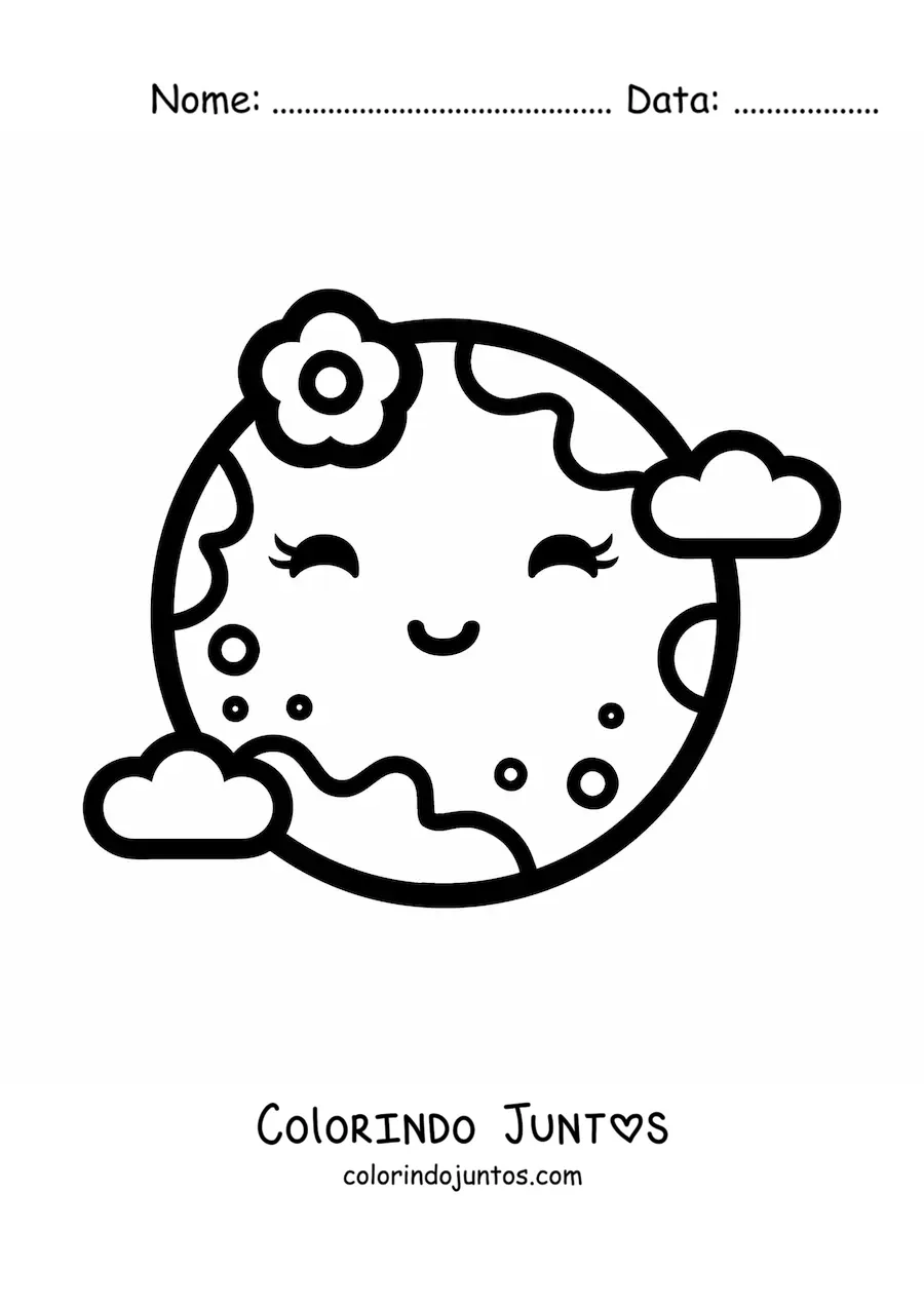 Desenho para colorir da mãe Terra kawaii