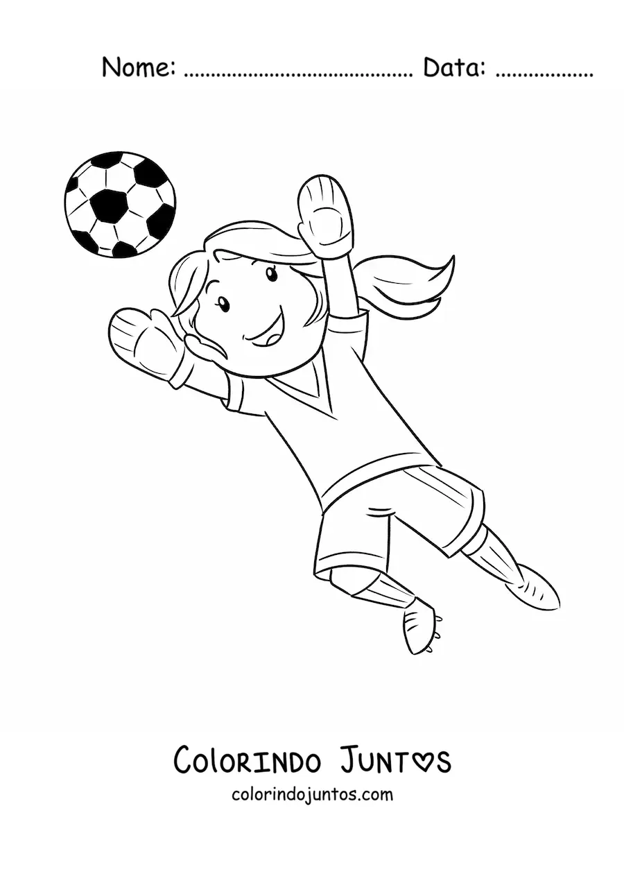 Desenho para colorir de menina goleira
