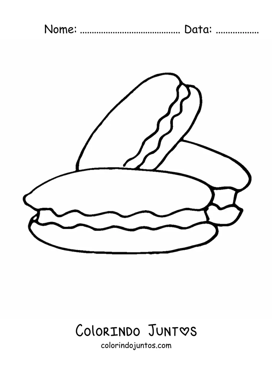 Desenho para colorir de três biscoitos recheados
