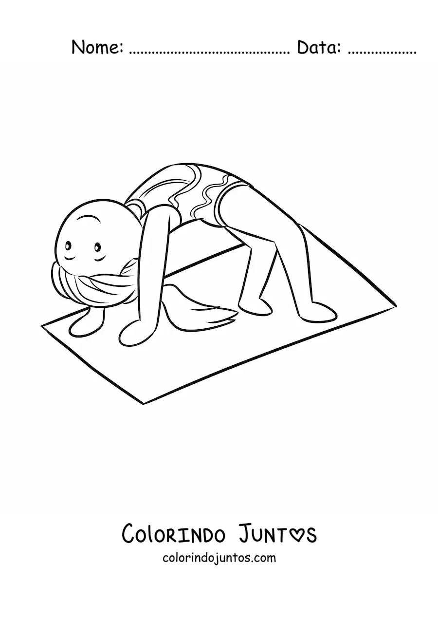 Desenho para colorir de ginasta no colchão