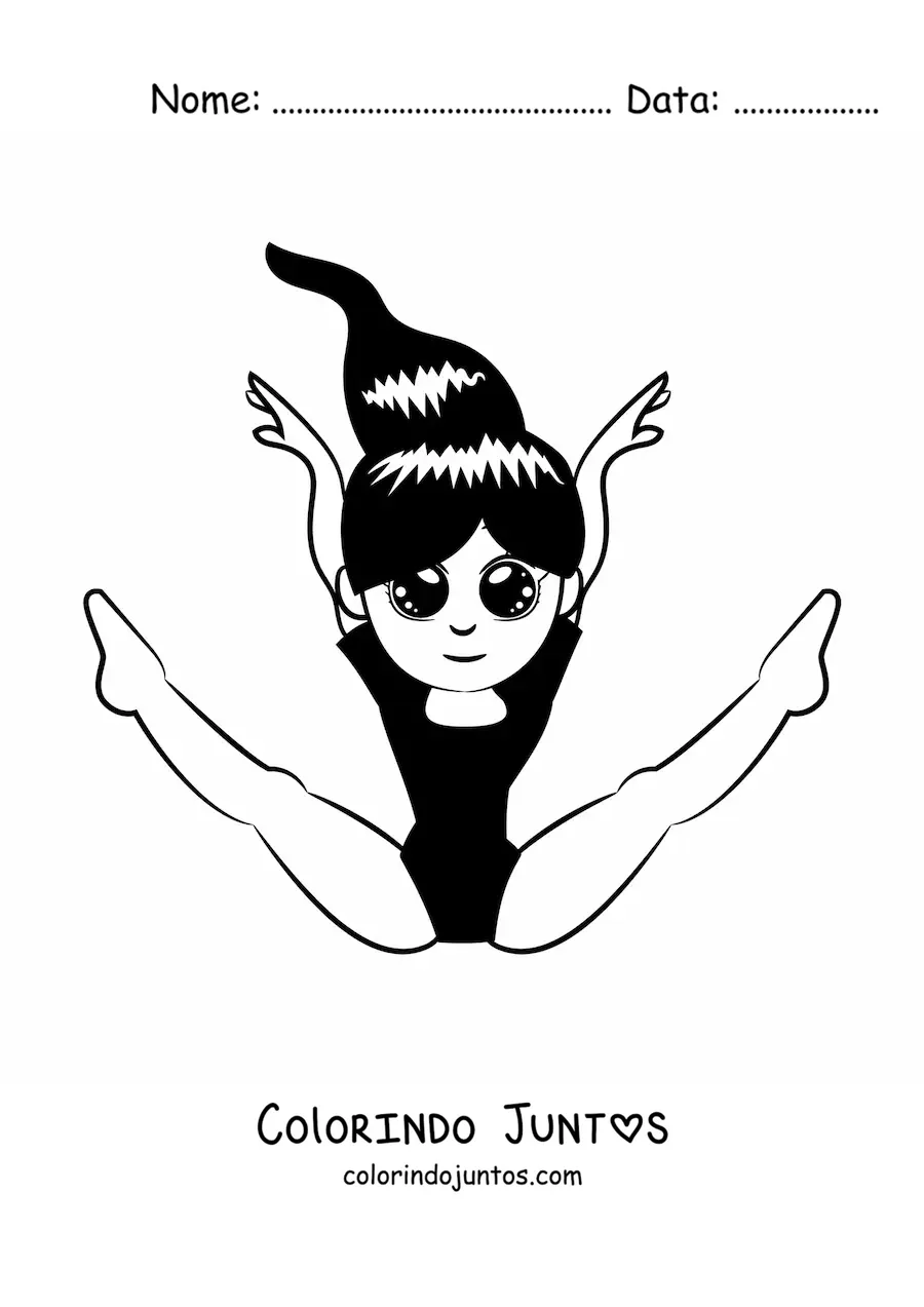 Desenho para colorir de menina fofa fazendo ginástica artística
