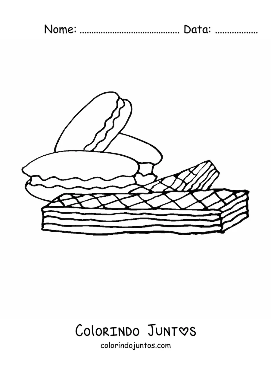 Desenho para colorir de vários biscoitos recheados