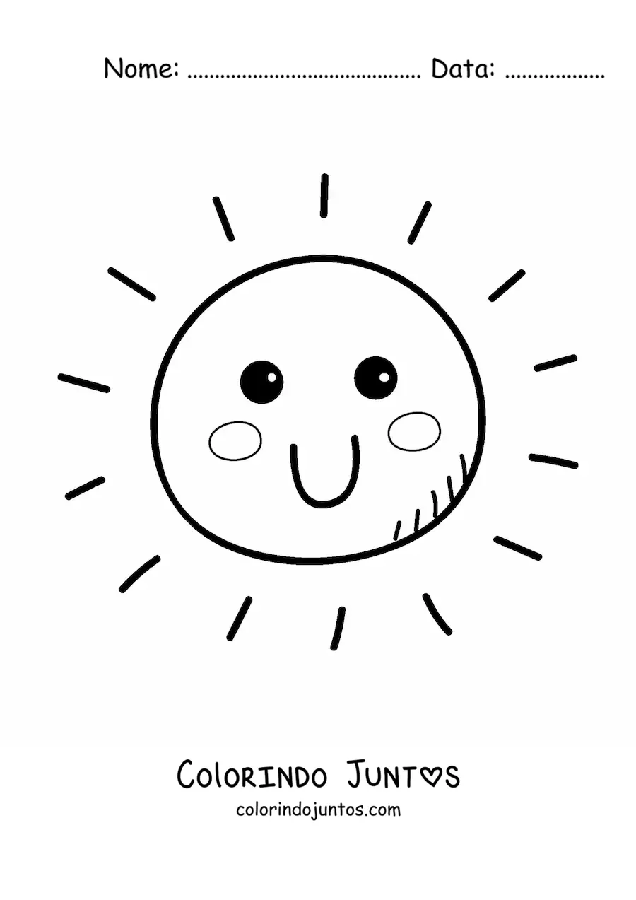 Desenho para colorir de Sol kawaii animado grande