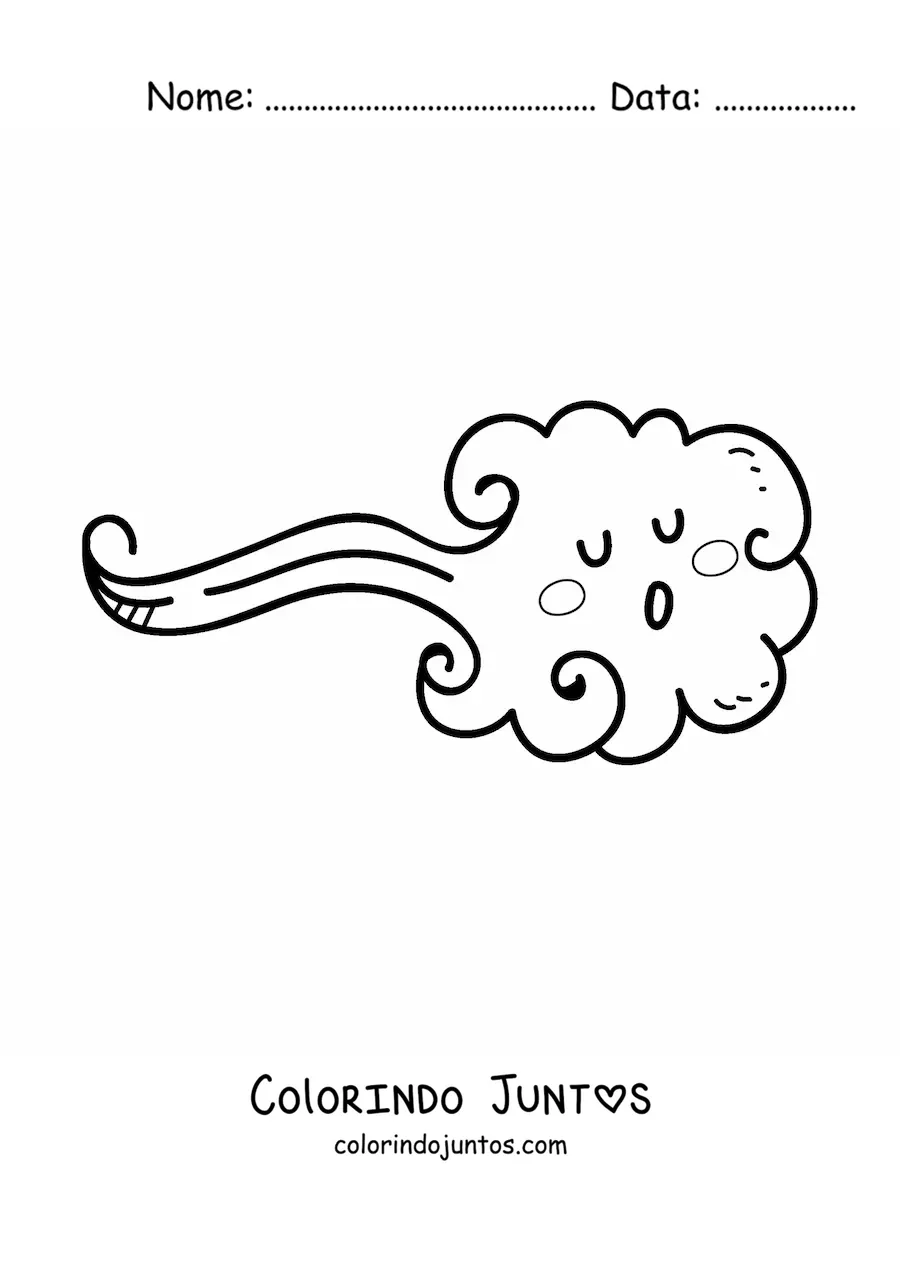 Desenho para colorir de rajada de vento kawaii animada