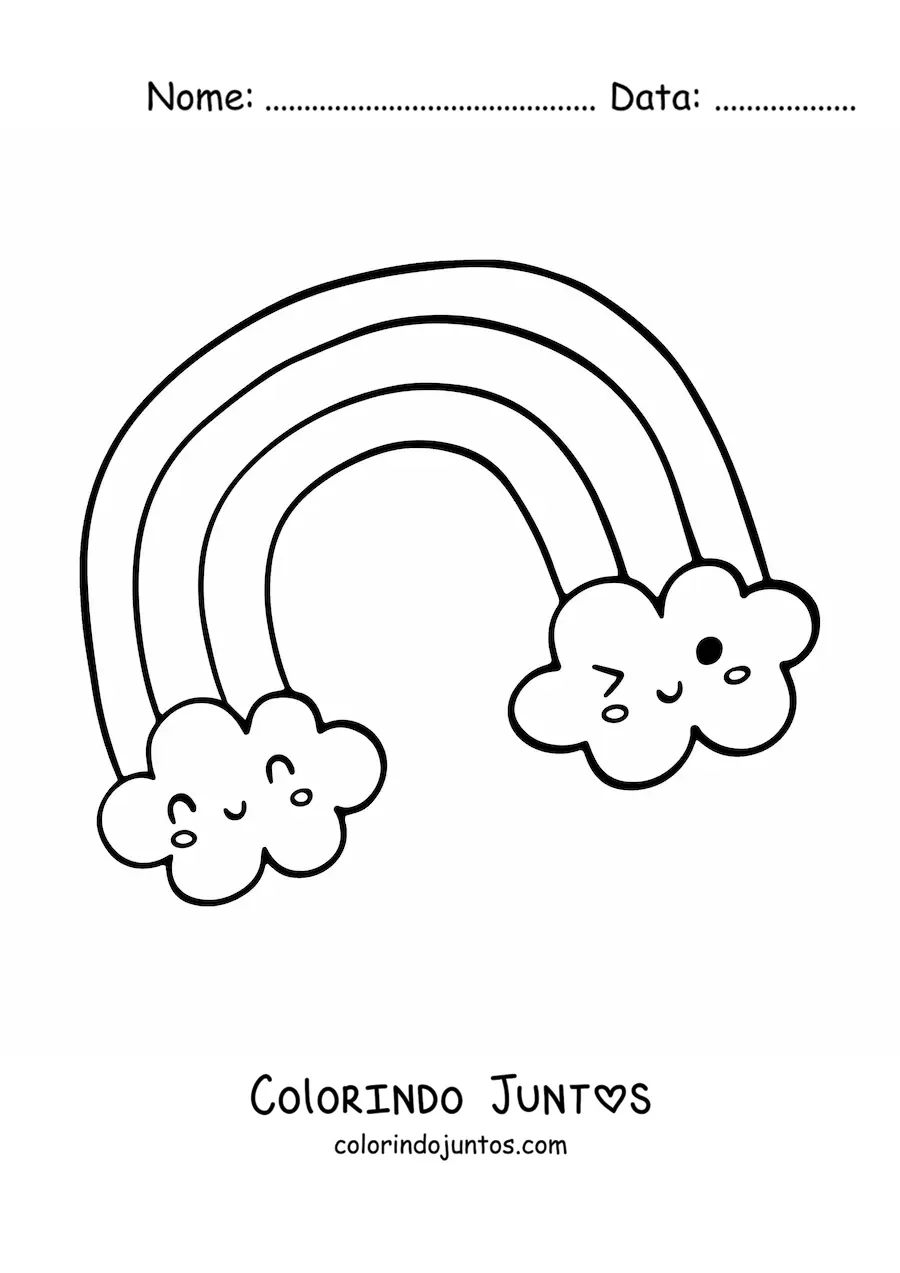 Desenho para colorir de arco-íris kawaii