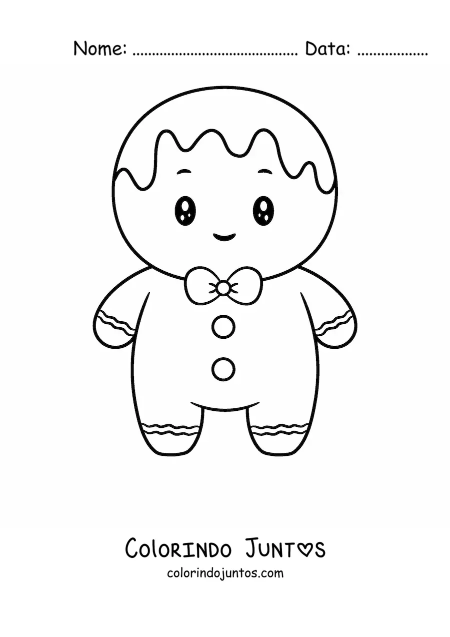 Desenho para colorir de um homem de gengibre kawaii
