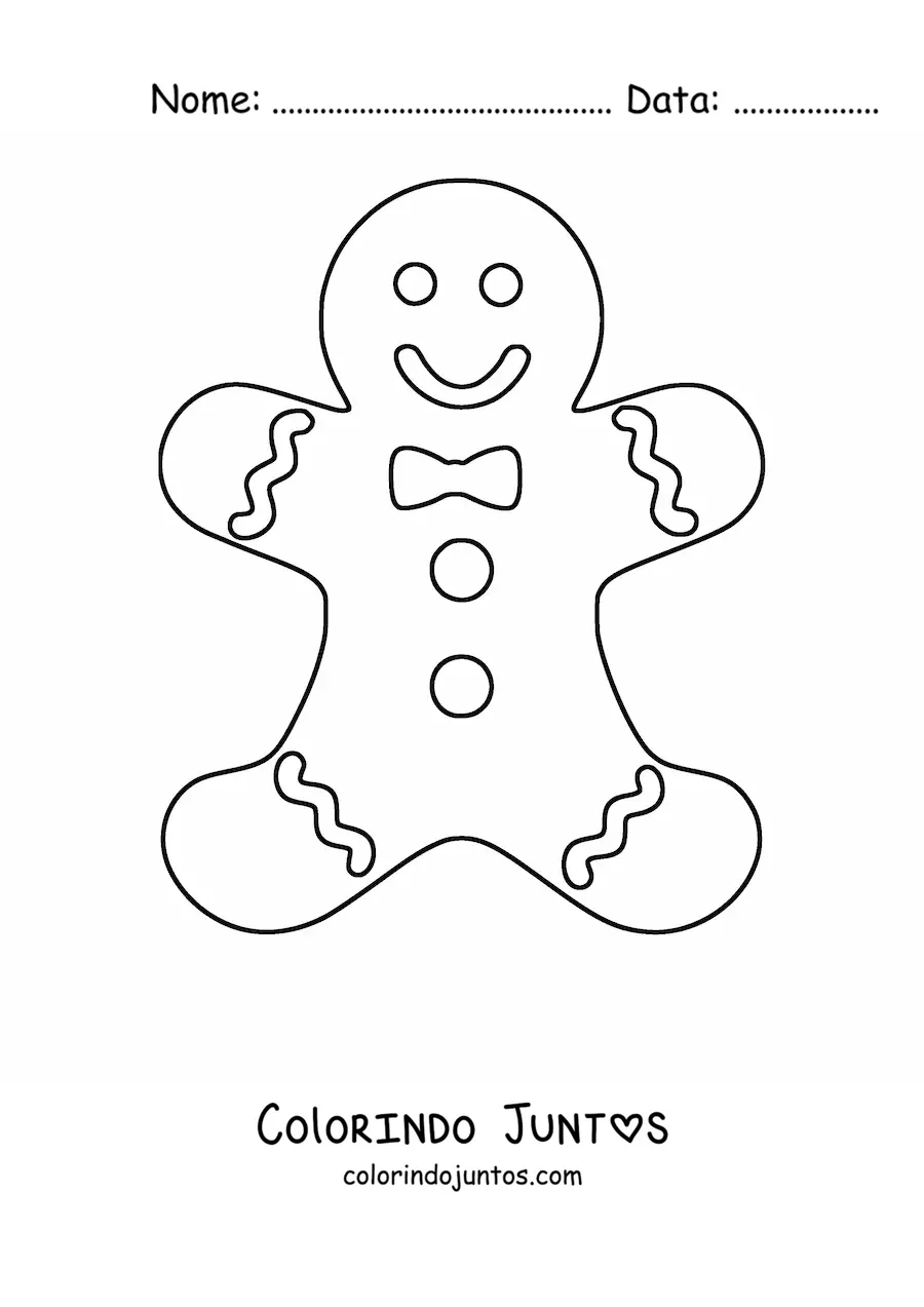 Desenho para colorir de um homem de gengibre com os bracos estendidos