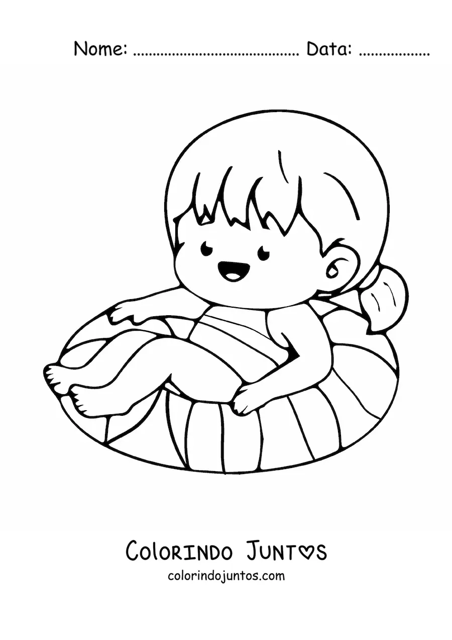 Desenho para colorir de menina kawaii no verão