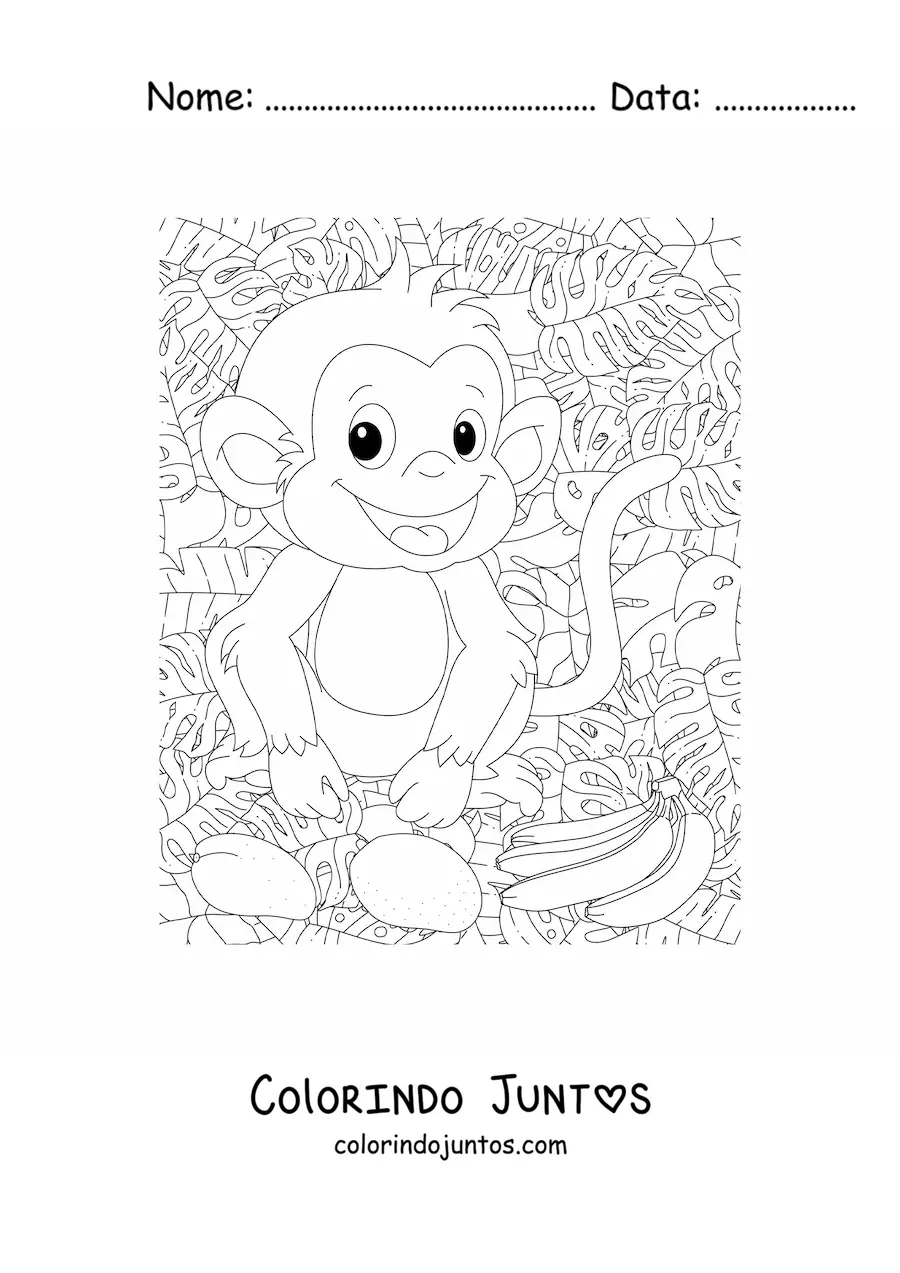 Desenho para colorir de macaco selvagem animado