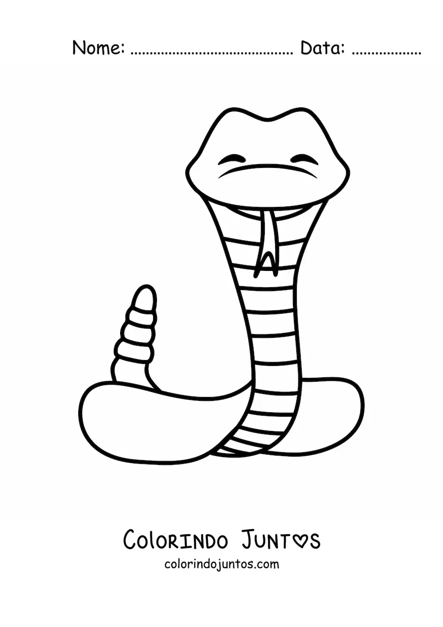Desenho para colorir de cobra cascavel animada